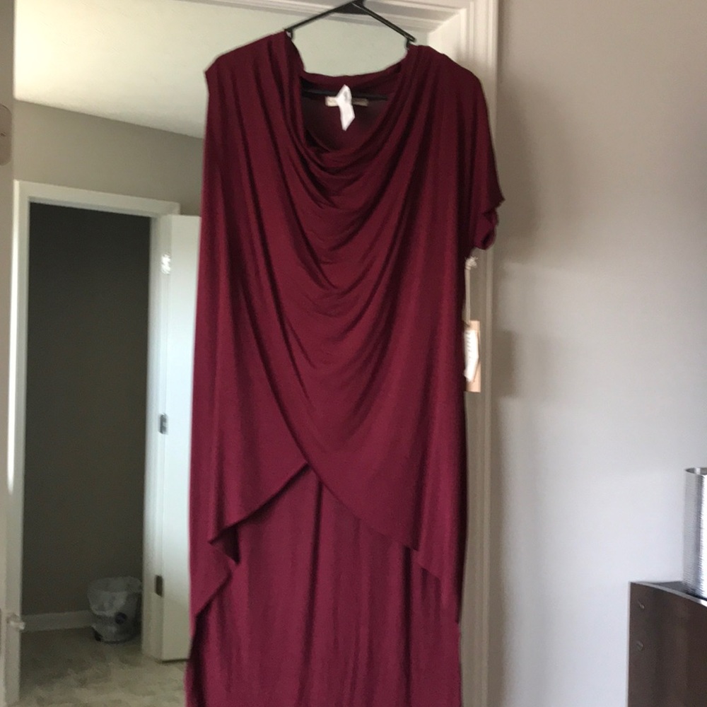 Draped front high low short sleeve top